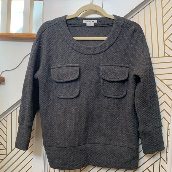 Lacoste Gray Quilted Pullover - Picture 4 of 6